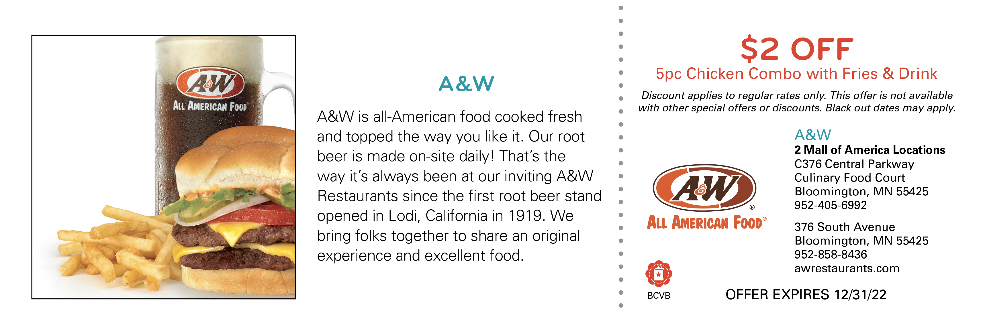 A&W Restaurants Coupon