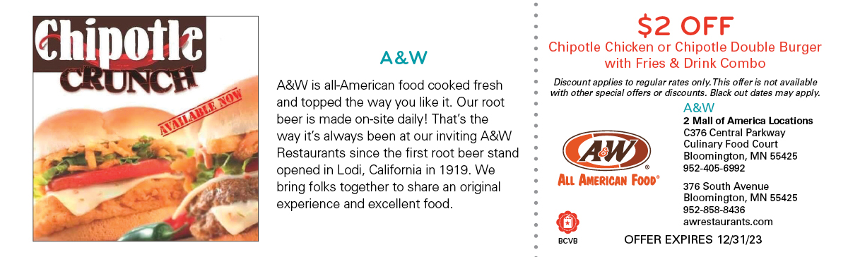 A&W Restaurants Coupon