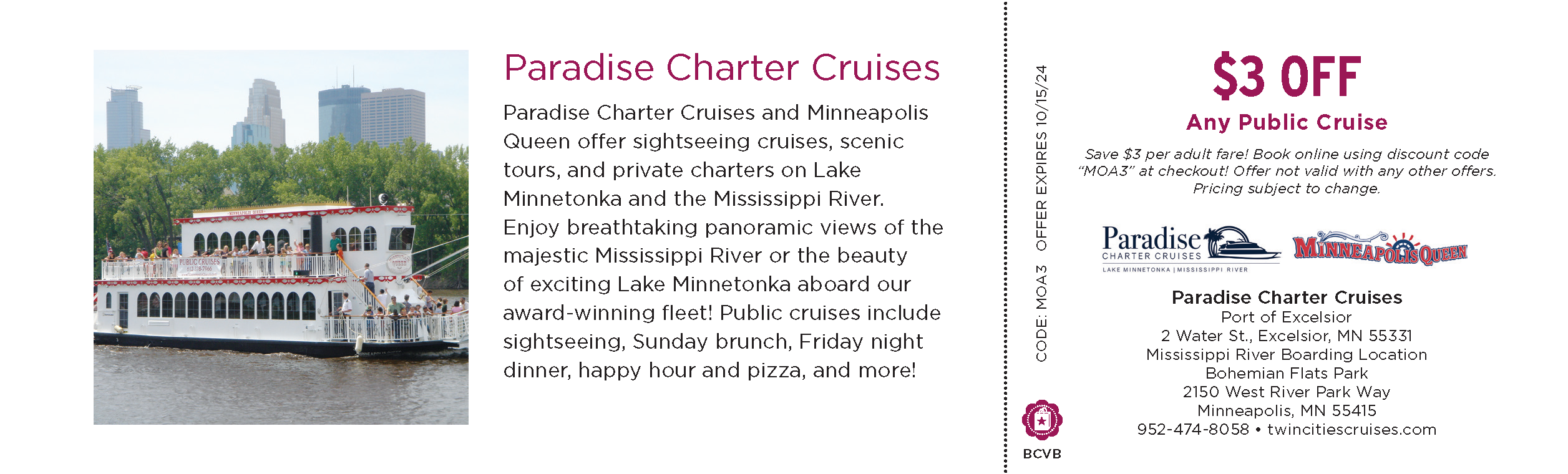 Paradise Charter Cruises Coupon